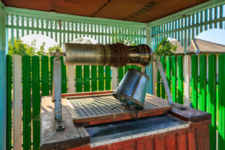 Village well. Background with selective focus and copy space for textの写真素材