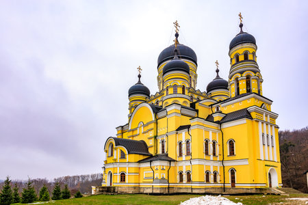 Hincu Monastery in the Republic of Moldova. Background with selective focus and copy space for textの写真素材