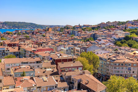 Aerial view of colorful houses in vibrant istanbul neighborhood. August 12, 2025 Istanbul Turkey.のeditorial素材
