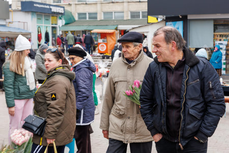 March 7, 2024 Balti Moldova. Illustrative editorial. Flower fair for the spring holidays