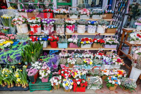 March 7, 2024 Balti Moldova. Illustrative editorial. Flower fair for the spring holidaysのeditorial素材