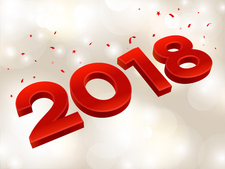 2018 3D figures in the isometric. 2018 Geometry numbers. New year sign for greeting card or poster. Vector Illustrationのイラスト素材