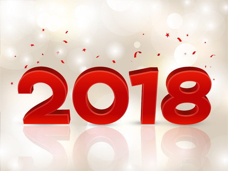 2018 3D figures in the isometric. 2018 Geometry numbers. New year sign for greeting card or poster. Vector Illustrationのイラスト素材