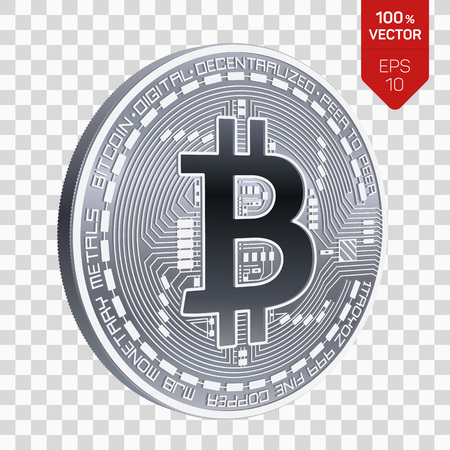 Digital currency cryptocurrency silver coin with bitcoin symbol stock vector illustrationのイラスト素材