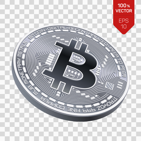 Bitcoin accepted sign emblem 3d isometric physical bit coin vector illustrationのイラスト素材