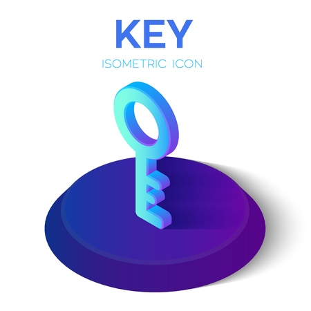 Key Isometric Icon. 3D Isometric Key Sign. Created For Mobile, Web, Decor, Print Products, Application. Perfect for web design, banner and presentation. Vector Illustrationのイラスト素材