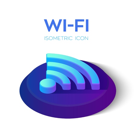 Wi-Fi Isometric Icon. 3D Isometric Wi-Fi Sign. Created For Mobile, Web, Decor, Print Products, Application. Perfect for web design, banner and presentation. Vector Illustrationのイラスト素材