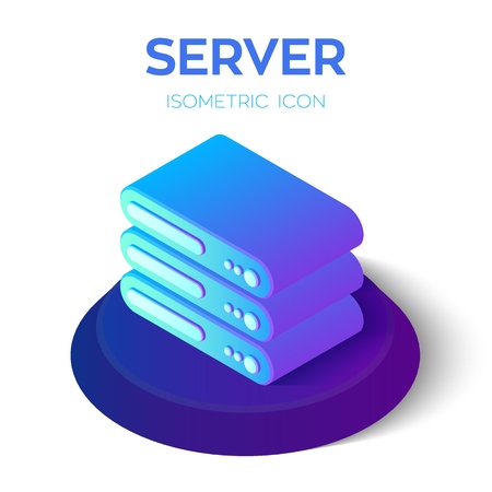 Server Icon. 3D Isometric Server Icon. Created For Mobile, Web, Decor, Print Products, Application. Perfect for web design, banner and presentation. Vector Illustrationのイラスト素材