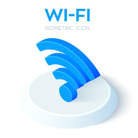 Wi-Fi Isometric Icon. 3D Isometric Wi-Fi Sign. Created For Mobile, Web, Decor, Print Products, Application. Perfect for web design, banner and presentation. Vector Illustrationのイラスト素材