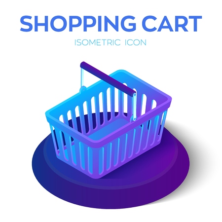 Cart Icon. 3D Isometric Shopping cart Icon. Created For Mobile, Web, Decor, Print Products, Application. Perfect for web design, banner and presentation. Vector Illustrationのイラスト素材