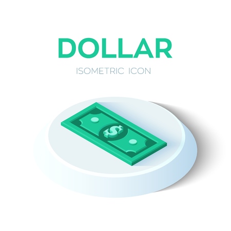 Dollar. 3D Isometric Dollar banknote icon. Created For Mobile, Web, Decor, Print Products, Application. Perfect for web design, banner and presentation. Vector Illustrationのイラスト素材