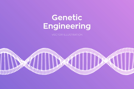 DNA sequence. Wireframe DNA molecules structure mesh. DNA code editable template. Science and Technology concept.のイラスト素材