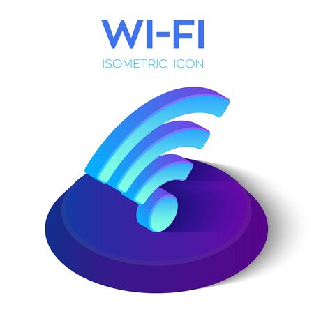 Wi-Fi Isometric Icon. 3D Isometric WiFi Sign. Created For Mobile, Web, Decor, Print Products, Application. Perfect for web design, banner and presentation. Vector Illustrationのイラスト素材