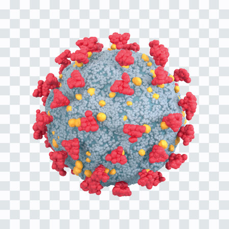 Dangerous virus infection disease under microscope. Microscopic view of virus cells close up.のイラスト素材