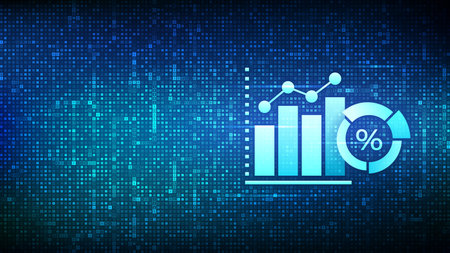 Business data analytics and robotic process automation icon made with currency symbols.. Profit and revenue of company, BI or KPI concept. Background with currency signs. vector illustrationのイラスト素材