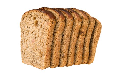 A number of slices of bread with raisin isolated on the white