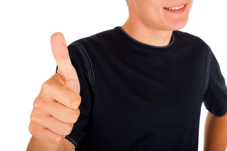 young man all is well, on a white background (horizontal)の写真素材