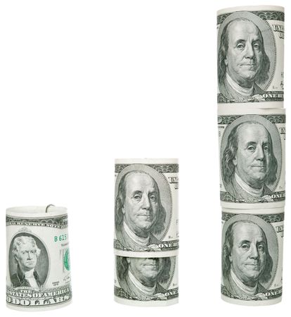 increase of dollars in the form of columnsの写真素材