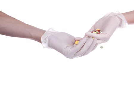 demonstrative transfer tablets from a handsの写真素材