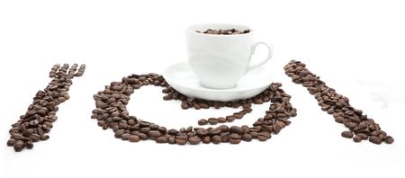 cup of coffee on a white background, a little creative (Perspective)の写真素材