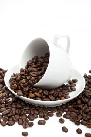 cup of coffee on a white background, horizontalの写真素材