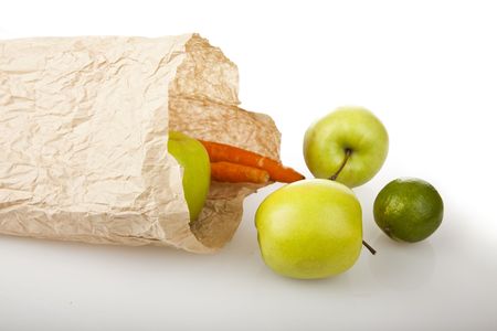 fruit in a side view of the parquet, juicy, on a white backgroundの写真素材
