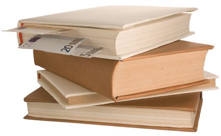 stack of books with the moneyの写真素材