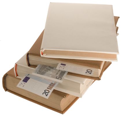 stack of books with the moneyの写真素材