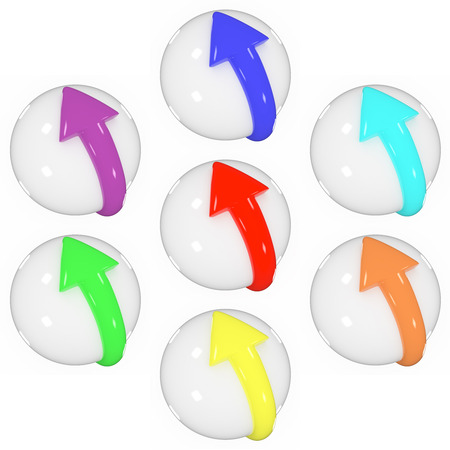 Set of isolated spheres with the arrow, 3Dの写真素材