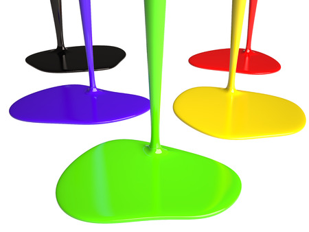 Set of colored drops, 3D rendering imageの写真素材
