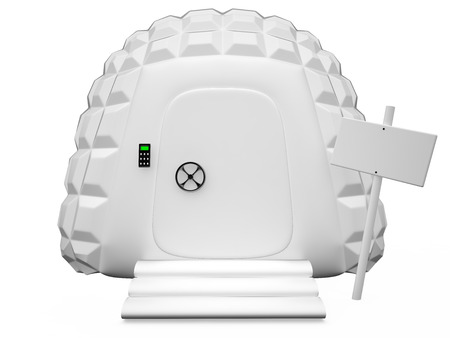 Isolated abstract white shelter, 3D rendering imageの写真素材