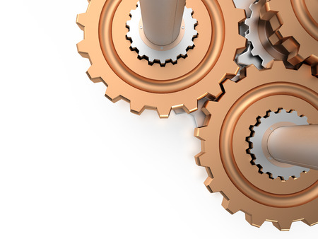 Three gears isolated on white background, 3Dの写真素材