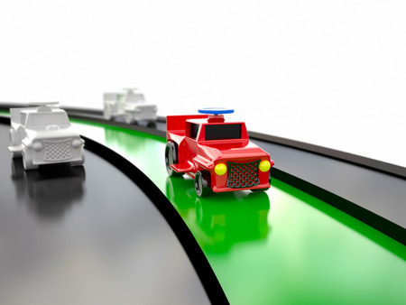 Toy car racing on the track, 3D