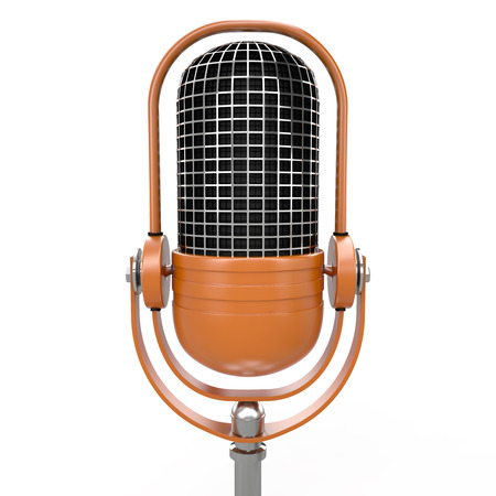 Microphone isolated on white background , 3D rendering imageの写真素材
