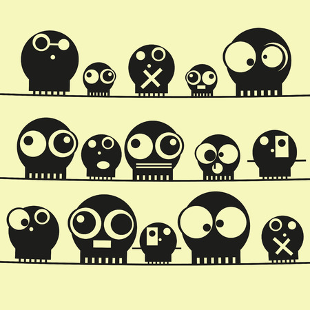 Set of funny cute monsters. Vector illustrationのイラスト素材