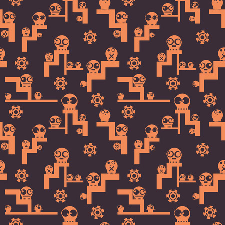Funny cute monsters - seamless pattern. Vector illustrationのイラスト素材