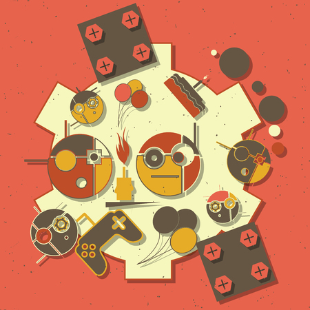 Birthday party emblem on grunge background. illustrationのイラスト素材