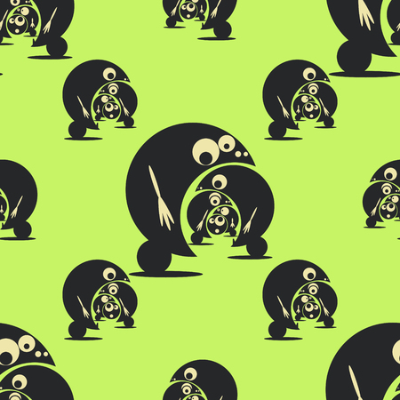 Seamless pattern with funny cute monsters. Vector illustrationのイラスト素材