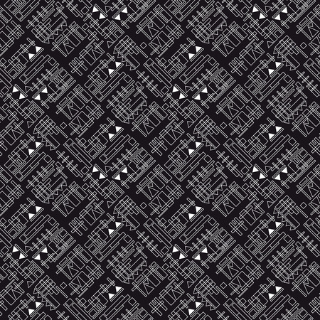 Seamless decorative geometric pattern. Black background. Vector illustrationのイラスト素材