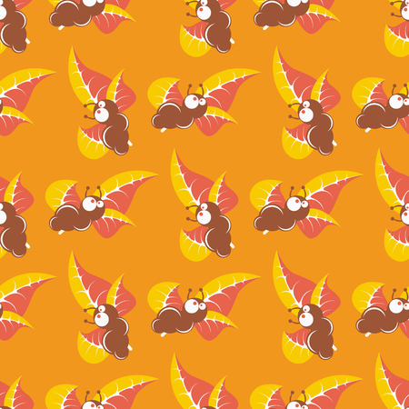 Caterpillars and leafs. Decorative seamless pattern. Vector illustrationのイラスト素材