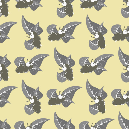 Caterpillars and leafs. Decorative seamless pattern. Vector illustrationのイラスト素材