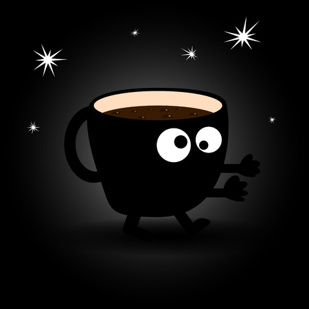 Cartoon coffee cup with big eyes. Vector illustrationのイラスト素材