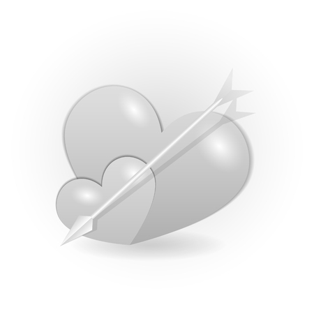 Two hearts and arrow. White background. Vector illustrationのイラスト素材