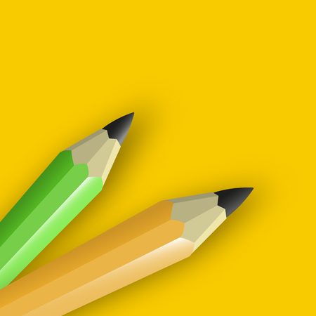 Two pencils on orange background. Vector illustrationのイラスト素材