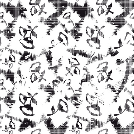 Seamless pattern with flowers. Black and white. Vector illustrationのイラスト素材