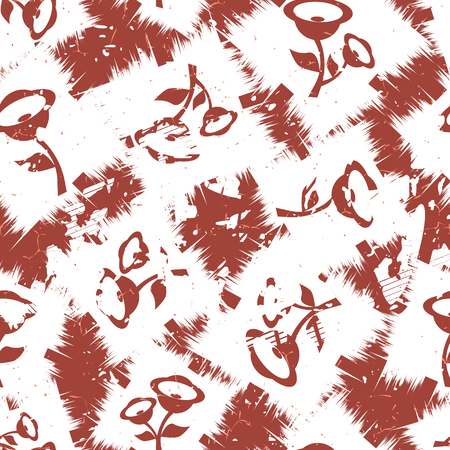 Grunge seamless pattern with flowers. Vector illustrationのイラスト素材