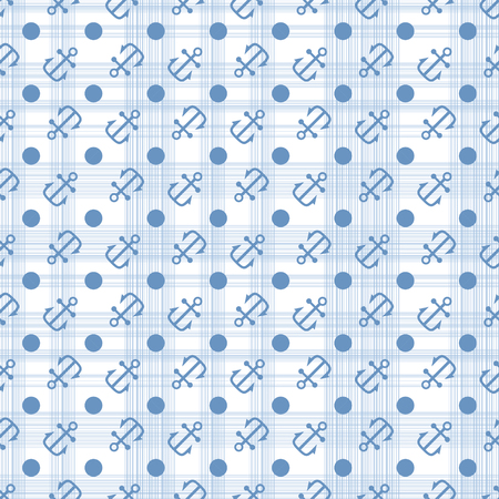 Seamless pattern with blue anchors on white background. Vector illustrationのイラスト素材