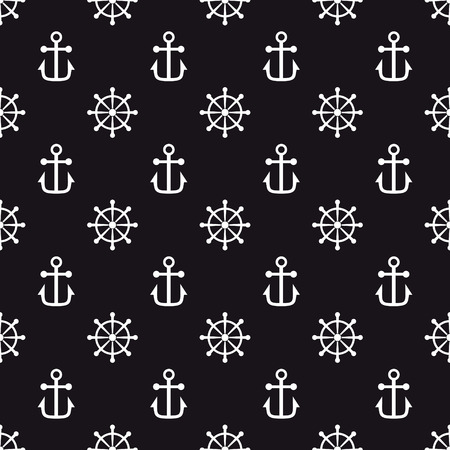 Seamless pattern with handwheels and anchors. Vector illustrationのイラスト素材