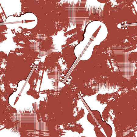 Grunge seamless pattern with violins. Vector illustrationのイラスト素材