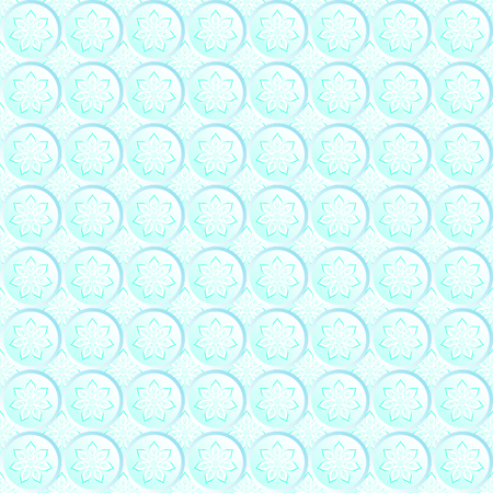 Seamless pattern with flowers in circles. Light-blue background. Vector illustrationのイラスト素材